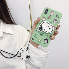 Cute Snoopy Phone Case with Stand and Protector