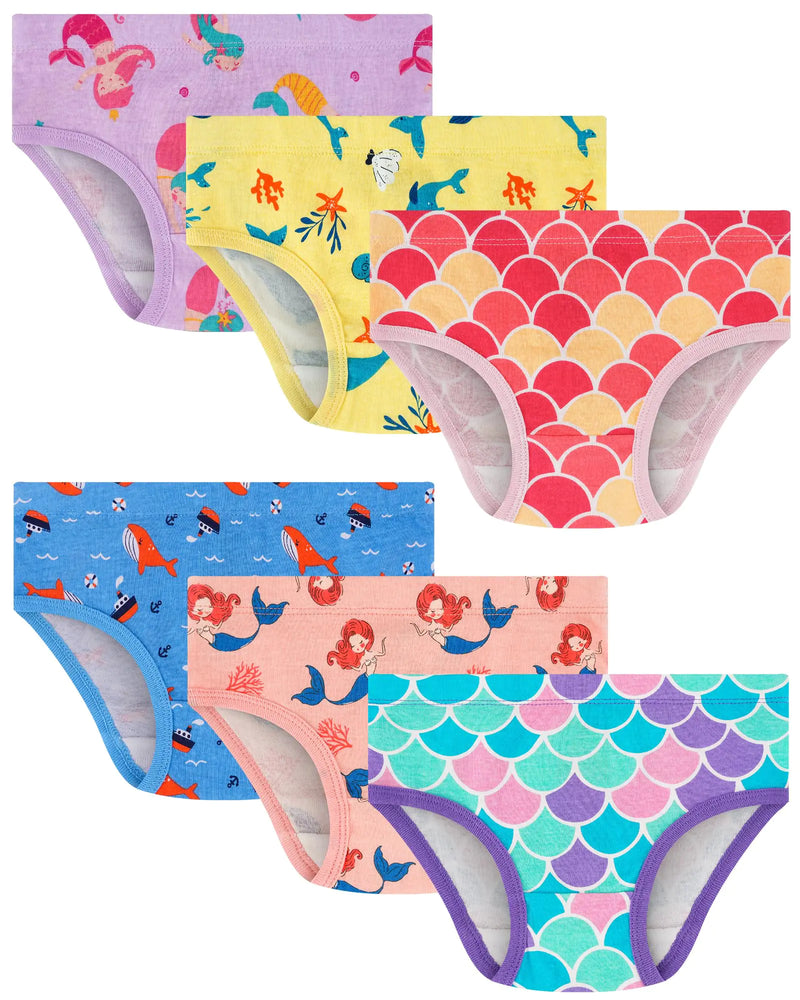 JAHSIYI Girls Underwear Size 8 Kids 100% Cotton Briefs 7T 8T Children Panties Mermaid Underpants Stretchy Undies Panty Clothes 7-8 Years Old Medium